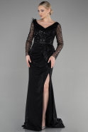 Длинное Вечернее Платье Черный ABU3283