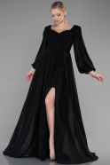 Длинное Шифоновое Вечернее Платье Черный ABU3243