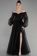 Длинное Помолвочное Платье Черный ABU1468