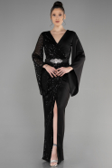 Длинное Вечернее Платье Черный ABU2147