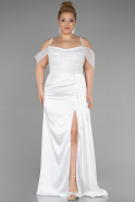 Вечернее платье большого размера Длинный Атласный Белый ABU3522