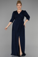 Вечернее платье большого размера Длинный Темно-синий ABU3504