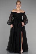 Длинное Свободное Вечернее Платье Черный ABU1535