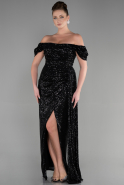 Длинное Чешуйчатое Вечернее Платье Черный ABU2987