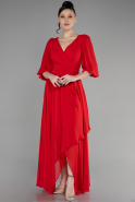 Длинное Шифоновое Платье красный ABU1729