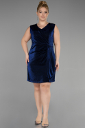 Платье для приглашения большого размера Короткий Ярко-синий ABK1971