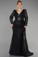 Платье для помолвки большого размера Длинный Черный ABU3562