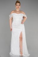 Платье Для Помолвки Большого Размера Чешуйчатый Длинный Белый ABU3579