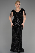 Платье для помолвки большого размера Длинный Черный ABU3730
