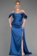 Платье для помолвки большого размера Длинный Атласный Индиго ABU3655