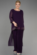 Длинное Шифоновое Вечернее Платье Тёмно-пурпурный ABT083