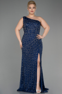 Платье для помолвки большого размера Длинный Темно-синий ABU3717