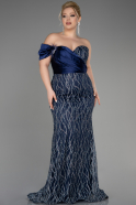 Платье для помолвки большого размера Длинный Темно-синий ABU3739