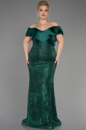 Платье для помолвки большого размера Длинный Изумрудно-зеленый ABU3740
