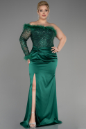 Платье для помолвки большого размера Длинный Атласный Изумрудно-зеленый ABU3741