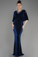 Вечернее платье большого размера Длинный Темно-синий ABU3743