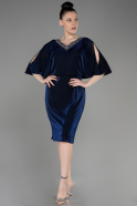 Платье для приглашения большого размера Короткий Темно-синий ABK1996