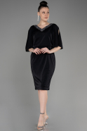Платье для приглашения большого размера Короткий Черный ABK1996
