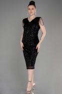 Миди Вечернее Платье Большого Размера Черный ABK1730