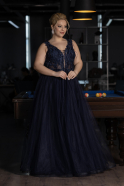 Платье для помолвки большого размера Длинный Темно-синий ABU3719