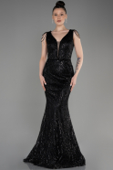 Платье для помолвки большого размера Длинный Черный ABU3789