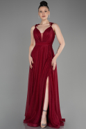 Длинное Свободное Вечернее Платье Бордовый ABU3174