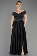 Свадебное платье большого размера Длинный Атласный Черный ABU3801