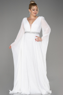 Вечернее Платье Большого Размера Сифон Длинный Белый ABU3543