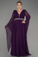 Вечернее Платье Большого Размера Сифон Длинный Тёмно-пурпурный ABU3543