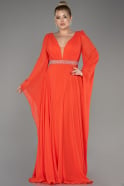 Вечернее Платье Большого Размера Сифон Длинный Оранжевый ABU3543