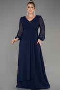Вечернее платье большого размера Длинный Сифон Темно-синий ABU3938