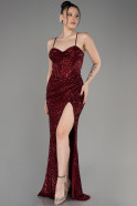 Длинное Чешуйчатое Вечернее Платье Бордовый ABU3246