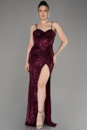 Длинное Чешуйчатое Вечернее Платье Вишневый ABU3246