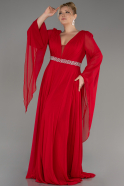 Вечернее Платье Большого Размера Сифон Длинный красный ABU3543