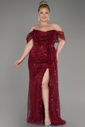Платье Для Помолвки Большого Размера Чешуйчатый Длинный Бордовый ABU3579
