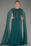 Вечернее платье большого размера Длинный Сифон Изумрудно-зеленый ABU3913