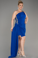 Платье для приглашения большого размера Короткий Ярко-синий ABK2094