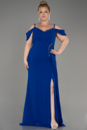Вечернее Платье Большого Размера Сифон Длинный Ярко-синий ABU3742