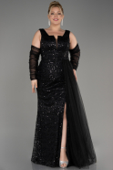 Платье для помолвки большого размера Длинный Чешуйчатый Черный ABU3992