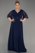 Вечернее платье большого размера Длинный Сифон Темно-синий ABU3991