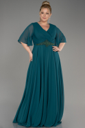 Вечернее платье большого размера Длинный Сифон Изумрудно-зеленый ABU3991