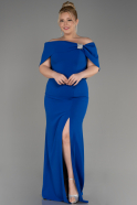 Вечернее Платье Большого Размера Длинный Ярко-синий ABU3945