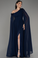 Вечернее платье большого размера Длинный Сифон Темно-синий ABU4002