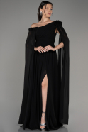 Вечернее платье большого размера Длинный Сифон Черный ABU4002