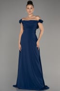 Вечернее платье большого размера Длинный Сифон Темно-синий ABU4026