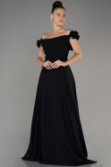 Вечернее платье большого размера Длинный Сифон Черный ABU4026