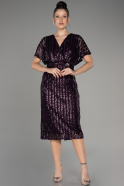 Платье для приглашения большого размера Миди Чешуйчатый Тёмно-пурпурный ABK2104