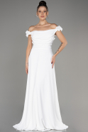 Вечернее платье большого размера Длинный Сифон Белый ABU4026