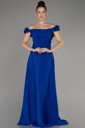 Вечернее платье большого размера Длинный Сифон Ярко-синий ABU4026