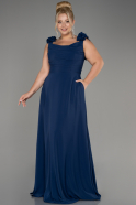 Вечернее платье большого размера Длинный Сифон Темно-синий ABU4026